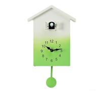 Homeponnew Modern Cuckoo Clock Wall Decor Hourly Chiming Bird Sound Adjustable Volume Fairy Tale House Design Gradient Colour Living Room Ornament 25cm(Green)