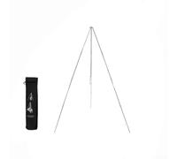 Homeponnew Portable Aluminum Campfire Tripod 105cm Adjustable Height Cooking Stand with Storage Bag for Outdoor Camping Hiking Grill Pot Support Black(silver)
