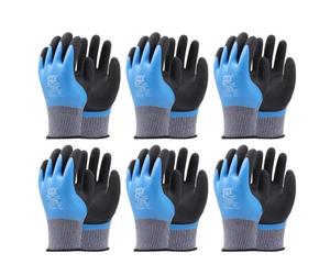 Homeponnew Reinforced Work Gloves - Latex Foam Dipped with Double Layer Coating for Abrasion Resistance, 6 Pairs