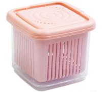 Homeponnew Sealed Refrigerator Organizer Bin for Root Vegetables Scallions Garlic - Dual Layer for Food Saver with Lid White Blue Pink 11x8.5x9.5cm(pink)