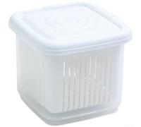 Homeponnew Sealed Refrigerator Organizer Bin for Root Vegetables Scallions Garlic - Dual Layer for Food Saver with Lid White Blue Pink 11x8.5x9.5cm(white)