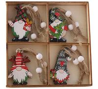 Homeponnew Set Of 12 Wooden Faceless Old Man Christmas Pendants Featuring Engraved Tree Designs For Festive Holiday Decoration(B)