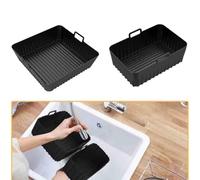 Homeponnew Silicone Baking Pan Set for Air Fryer, Rectangle and Square 2-Piece Non-Stick Flexible Tray with High Temperature Resistant up to 230°C, Black