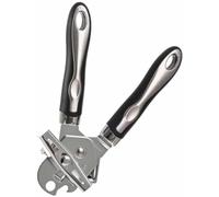 Homeponnew Stainless Steel Manual Can Opener with Safety Magnet and Bottle Opener, Ergonomic Non-Slip Grip for Home, Camping, Picnic Use, Silver (one)