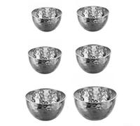 Homeponnew Stainless Steel Textured Salad Bowl 26cm for Durable Stainless(Silver 6 pcs)