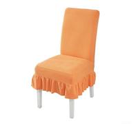 Homeponnew Stretchy Pleated Chair Covers With Skirt Comfortable Elastic Fabric Versatile Fit for 38 48cm Seats 46 58cm Back Height Multiple Colors for Dining Room Restaurant Hotel(Orange)
