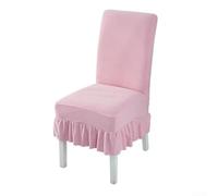 Homeponnew Stretchy Pleated Chair Covers With Skirt Comfortable Elastic Fabric Versatile Fit for 38 48cm Seats 46 58cm Back Height Multiple Colors for Dining Room Restaurant Hotel(Pink)