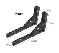 Homeponnew Triangular Folding Angle Bracket for Wall Mounting, Adjustable 8-14 Inch Heavy Duty Support, 60 kg Load Capacity, Space-Saving Design with Screws Included, Black/White