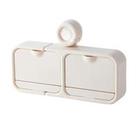 Homeponnew Wall Mounted Soap Holder with Suction Cup and Flip Cover, ABS Bathroom Organizer for Bar Soap Storage with Drainage Tray, Cream Creamy White Double