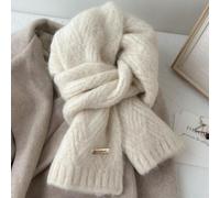 Homeponnew Warm Alpaca Wool Knit Scarf With Extra Long Length And Minimalist Korean Style Design For Full Coverage In Winter(Beige)
