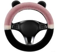 Homeponnew Winter Plush Steering Wheel Cover With Soft Fleece, Cute Design Elements, Shock Absorbing Cushion, And Non Slip Silicone Grip(Bean Paste Color)