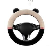 Homeponnew Winter Plush Steering Wheel Cover With Soft Fleece, Cute Design Elements, Shock Absorbing Cushion, And Non Slip Silicone Grip(Beige)
