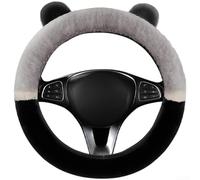 Homeponnew Winter Plush Steering Wheel Cover With Soft Fleece, Cute Design Elements, Shock Absorbing Cushion, And Non Slip Silicone Grip(Gray)