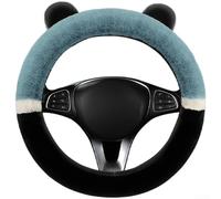 Homeponnew Winter Plush Steering Wheel Cover With Soft Fleece, Cute Design Elements, Shock Absorbing Cushion, And Non Slip Silicone Grip(Blue)