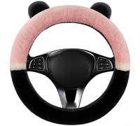 Homeponnew Winter Plush Steering Wheel Cover With Soft Fleece, Cute Design Elements, Shock Absorbing Cushion, And Non Slip Silicone Grip(Pink)