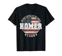Homer Alaska, Vintage American Flag Value Graphic T-Shirt