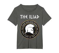 Homer The Iliad Ancient Greek Heroes of The Trojan War Iliad T-Shirt, Women's Plus, Asphalt Grey, 1X