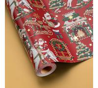 Homeral Christmas Reversible Wrapping Paper Roll - Metallic Shine Silver Santa Claus Rides a White Horse & Solid Gold Design for Christmas, New Year Celebration, Party - Mini Roll - 17 Inch x 33 Feet