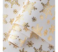 Homeral Christmas Wrapping Paper Roll - 46.8sq.ft. 3D Embossed Gold Foil Snowflakes for Christmas, Winter Holiday, Party, New Year Celebration- 17in x 33ft