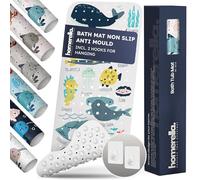Homerella Bath Mat Non Slip Anti Mould Kids 100x40cm INCL. 2 HOOKS - Anti Slip Bathtub Mat Machine Washable, BPA free, Toddler Non Slip Bath Mat for Inside Bath Tub - Colorful underwater ABC