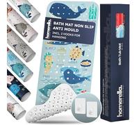 Homerella® Children's Bath Mat 100 x 40 cm Non Slip Kids Antibacterial Extra Comfortable Including Hooks for Storage Children & Baby Bath Mat Non-Slip BPA Free and Machine Safe