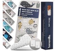 Homerella Children's Bath Mat 100 x 40 cm Non Slip Kids Antibacterial Extra Comfortable Including Hooks for Storage Children & Baby Bath Mat Non-Slip BPA Free and Machine Safe