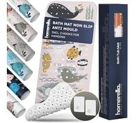 Homerella® Children's Bath Mat 100 x 40 cm Non Slip Kids Antibacterial Extra Comfortable Including Hooks for Storage Children & Baby Bath Mat Non-Slip BPA Free and Machine Safe