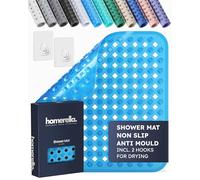 homerella® Shower Mat Non Slip Anti Mould 53 x 53 cm, INCL. Hooks for Drying, Bath Mat Non Slip Anti Mould, Shower Mats for Inside Shower, BPA-Free and Machine Washable for Children and Elderly