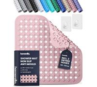 homerella Shower Mat Non Slip Anti Mould 53x53cm, Incl. Hooks for Drying