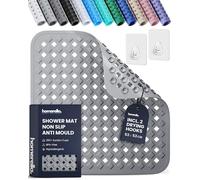 homerella Shower Mat Non Slip Anti Mould 53x53cm, Incl. Hooks for Drying