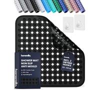 homerella Shower Mat Non Slip Anti Mould 53x53cm, Incl. Hooks for Drying