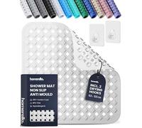 homerella Shower Mat Non Slip Anti Mould 53x53cm, Incl. Hooks for Drying