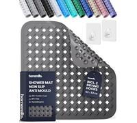 homerella Shower Mat Non Slip Anti Mould 53x53cm, Incl. Hooks for Drying