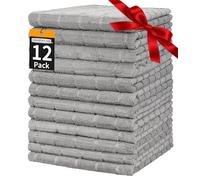 HOMERHYME Hand Towels, 12 Pack 25''*15'' Microfiber Bathroom Hand Towels, Grey All-Purpose Quick Dry Lint Free Soft Absorbent Bulk Checkered Washcloths Bath Towels for Travel Gym Hotel Kitchen Salon