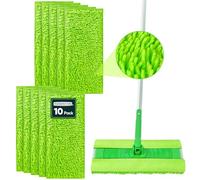 HOMERHYME Microfiber Mop Pads for Swiffer Sweeper, Microfiber Pads Refills, Reusable Washable Mop Head Replacements for Multi Surface Wet & Dry Floor Cleaning, 10 Pack