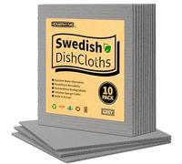 HOMERHYME Swedish Dishcloths, 10 Pack Absorbent Dish Towels for Kitchen, Multipurpose Cellulose Sponge Cloths, Reusable Washable Towels for Home & Kitchen, Grey