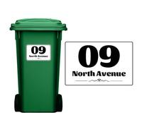 HOME'S FRIEND 4pack Bin Numbers for Wheelie Bins,Personalised Bin Stickers,Weatherproof Vinyl Dustbin Number Stickers,Custom Dustbin Labels with House Number Street Name