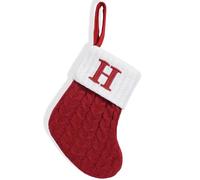 HOME'S FRIEND Alphabet Decorations Stockings, Cable Knit Letter Fireplace Hanging Stockings, Letter Embroidered Knitted Mini Stocking Festive Fireplace Décor Kids Pet Gift (H)