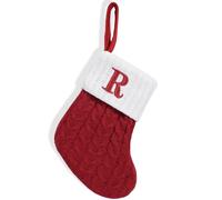 HOME'S FRIEND Alphabet Decorations Stockings, Cable Knit Letter Fireplace Hanging Stockings, Letter Embroidered Knitted Mini Stocking Festive Fireplace Décor Kids Pet Gift (R)