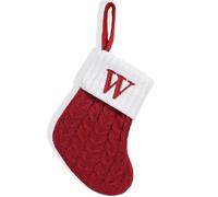 HOME'S FRIEND Alphabet Decorations Stockings, Cable Knit Letter Fireplace Hanging Stockings, Letter Embroidered Knitted Mini Stocking Festive Fireplace Décor Kids Pet Gift (W)