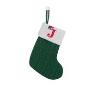 HOME'S FRIEND Alphabet Stocking, Letter Stocking Hanging Decoration, Letter Embroidered Knitted Mini Stocking Festive Fireplace Décor Kids Pet Gift (Green, J)