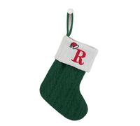 HOME'S FRIEND Alphabet Stocking, Letter Stocking Hanging Decoration, Letter Embroidered Knitted Mini Stocking Festive Fireplace Décor Kids Pet Gift (Green, R)