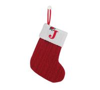 HOME'S FRIEND Alphabet Stocking, Letter Stocking Hanging Decoration, Letter Embroidered Knitted Mini Stocking Festive Fireplace Décor Kids Pet Gift (Red, J)