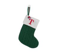 HOME'S FRIEND Alphabet Stocking, Letter Stocking Hanging Decoration, Letter Embroidered Knitted Mini Stocking Festive Fireplace Décor Kids Pet Gift (Green, T)