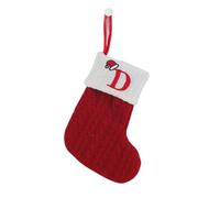HOME'S FRIEND Alphabet Stocking, Letter Stocking Hanging Decoration, Letter Embroidered Knitted Mini Stocking Festive Fireplace Décor Kids Pet Gift (Red, D)