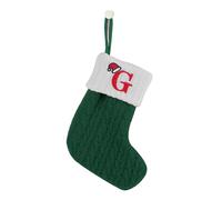 HOME'S FRIEND Alphabet Stocking, Letter Stocking Hanging Decoration, Letter Embroidered Knitted Mini Stocking Festive Fireplace Décor Kids Pet Gift (Green, G)