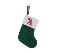 HOME'S FRIEND Alphabet Stocking, Letter Stocking Hanging Decoration, Letter Embroidered Knitted Mini Stocking Festive Fireplace Décor Kids Pet Gift (Green, A)