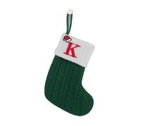 HOME'S FRIEND Alphabet Stocking, Letter Stocking Hanging Decoration, Letter Embroidered Knitted Mini Stocking Festive Fireplace Décor Kids Pet Gift (Green, K)