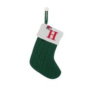 HOME'S FRIEND Alphabet Stocking, Letter Stocking Hanging Decoration, Letter Embroidered Knitted Mini Stocking Festive Fireplace Décor Kids Pet Gift (Green, H)