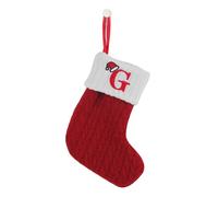 HOME'S FRIEND Alphabet Stocking, Letter Stocking Hanging Decoration, Letter Embroidered Knitted Mini Stocking Festive Fireplace Décor Kids Pet Gift (Red, G)